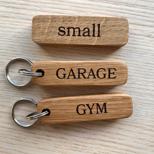 Small Wooden Keyrings - Garage, Gym