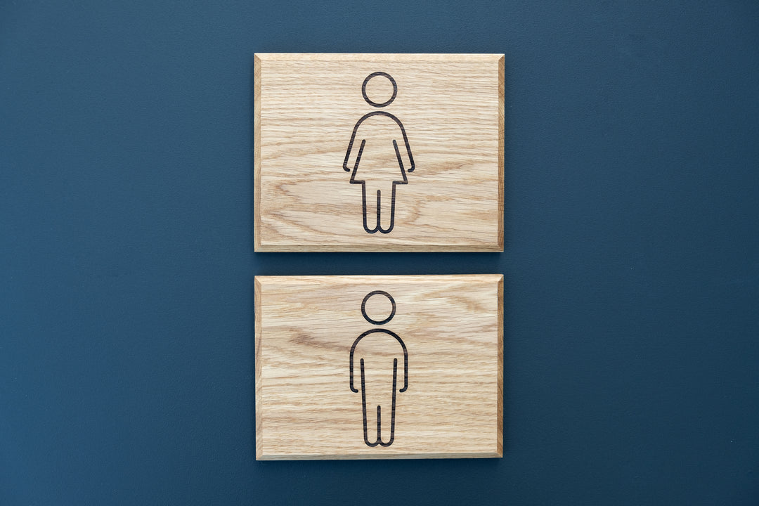 Wooden Restroom Door Symbols Signs