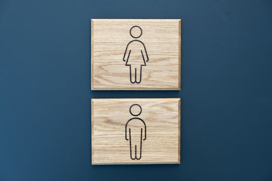 Wooden Restroom Door Symbols Signs