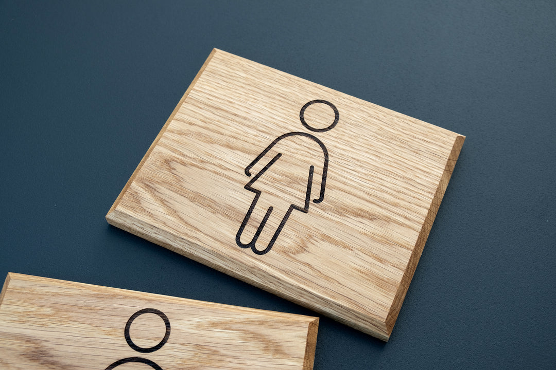 Wooden Restroom Door Symbols Signs