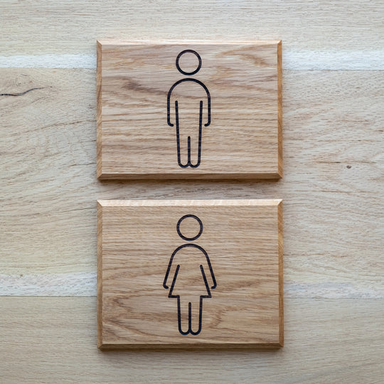 Wooden Restroom Door Symbols Signs