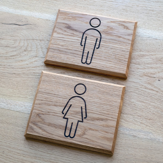 Wooden Restroom Door Symbols Signs