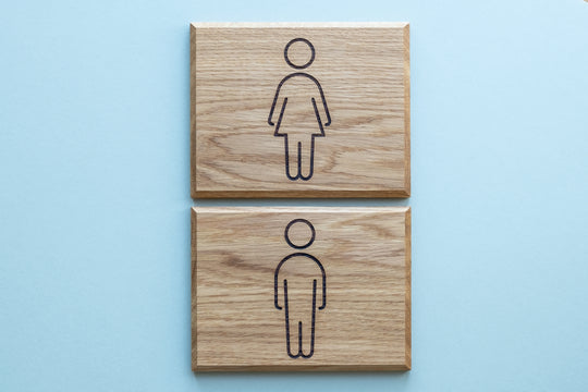 Wooden Restroom Door Symbols Signs