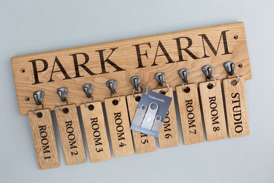 Timbersmiths Oak Key Rack - cast iron pegs