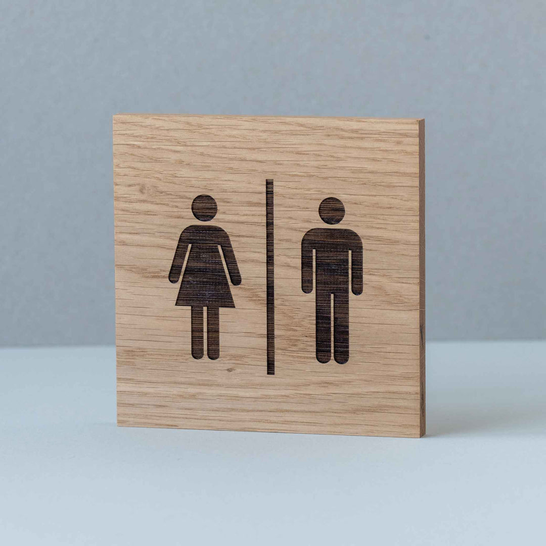 Wood unisex toilet sign