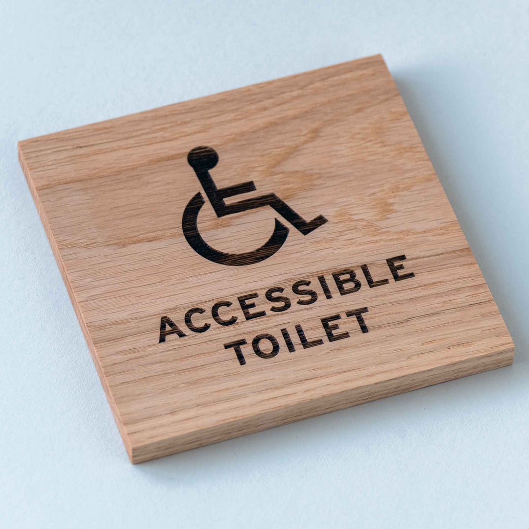 Accessible Toilet Wooden Sign