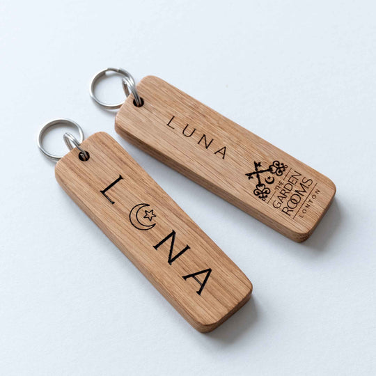 Custom Engraved Wooden Key Rings for Businesses