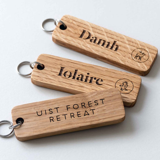 Large Wooden Keyring Engraved with Business Logo