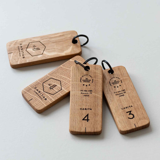 Personalised Wooden Keyring for Hotel Room Keys